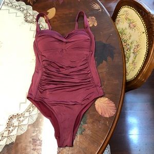 wine red swimsuit